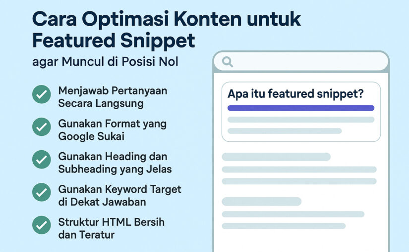 Optimasi Konten untuk Featured Snippet: Strategi Muncul di Posisi Nol
